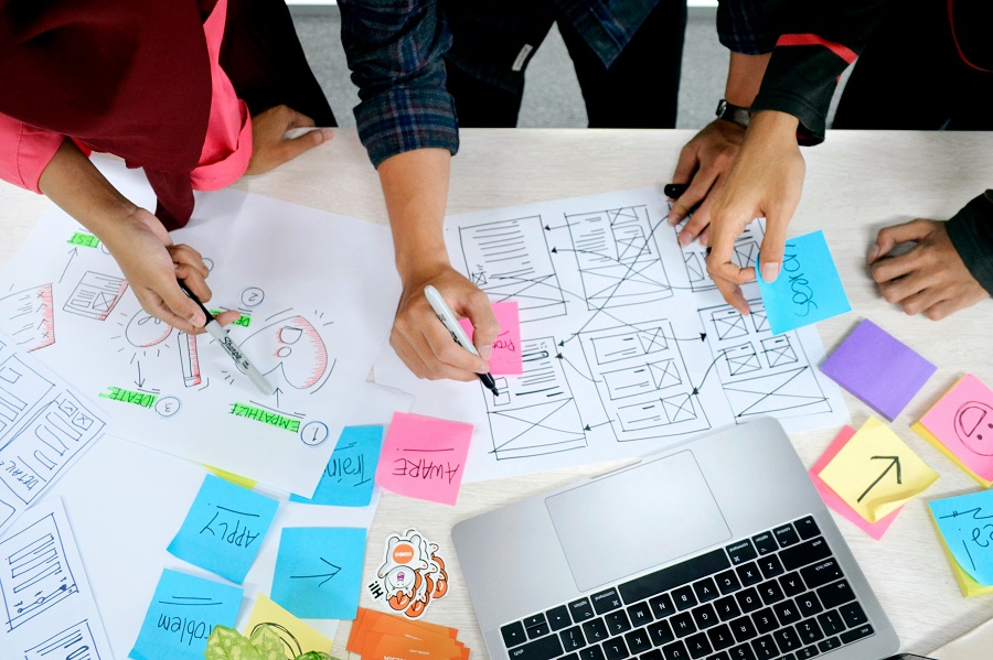 Modern web development, SEO optimization, responsive website design, and digital marketing services illustration